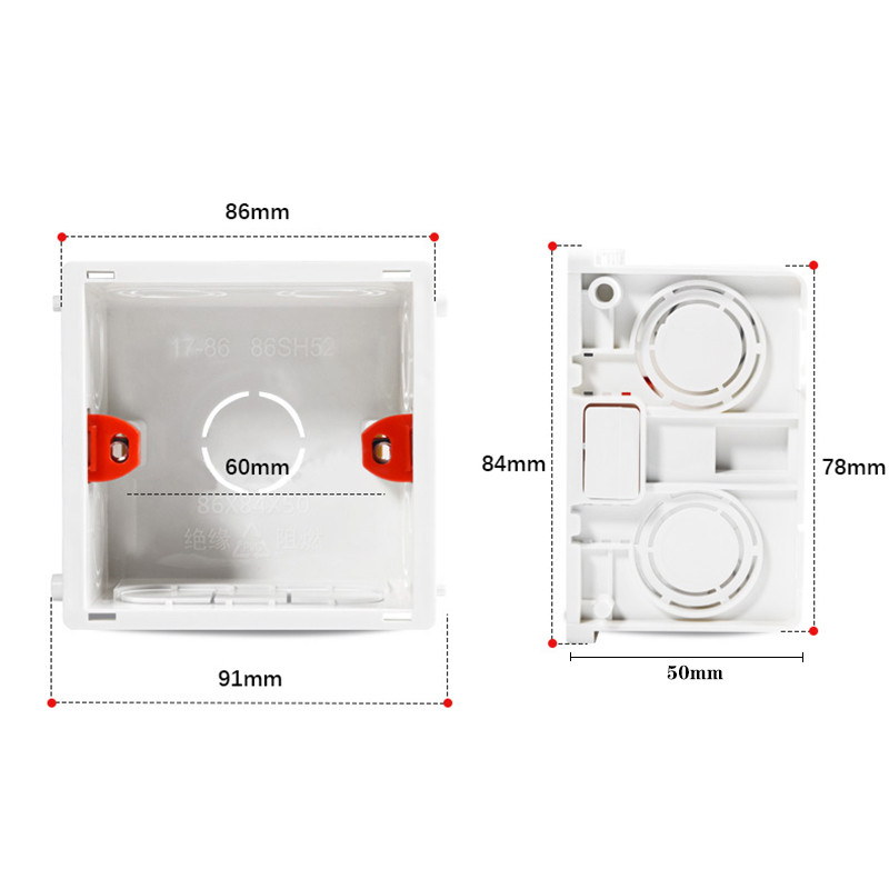 86. tipa slēdža ligzda slēpta sabiezināta vadu apakšējā kārba universālā sadales kārbas liesmu slāpējošā kasete
