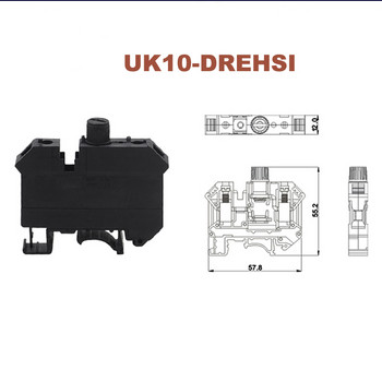 1 τεμάχιο Din Rail βιδωτό σφιγκτήρας Ασφάλειες ακροδεκτών UK10-DREHSI Τερματικά σύνδεσης καλωδίου ηλεκτρικού καλωδίου Seat Morsettiera 10mm² 6,3A