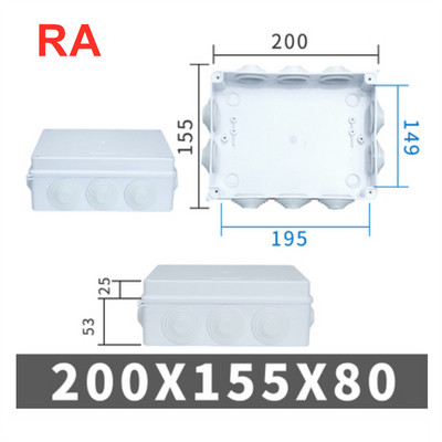 RA RT vairumtirdzniecība ABS plastmasas IP65 IP55 ūdensnecaurlaidīga savienojuma kārba DIY āra elektriskās savienojuma kārba kabeļa atzaru kaste