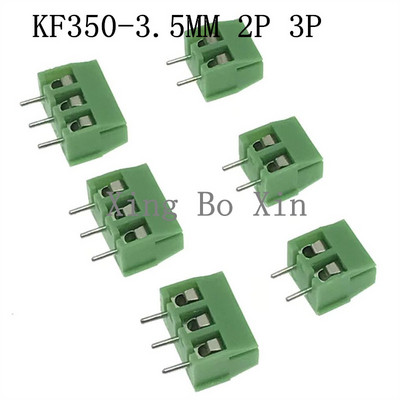 100 DB KF350-3,5 3,5 mm-es osztású 2P/3 tűs összeilleszthető dugaszolható PCB csavaros sorkapocsblokk csatlakozó KF350 300V 10A 24-18 AWG kábelhez