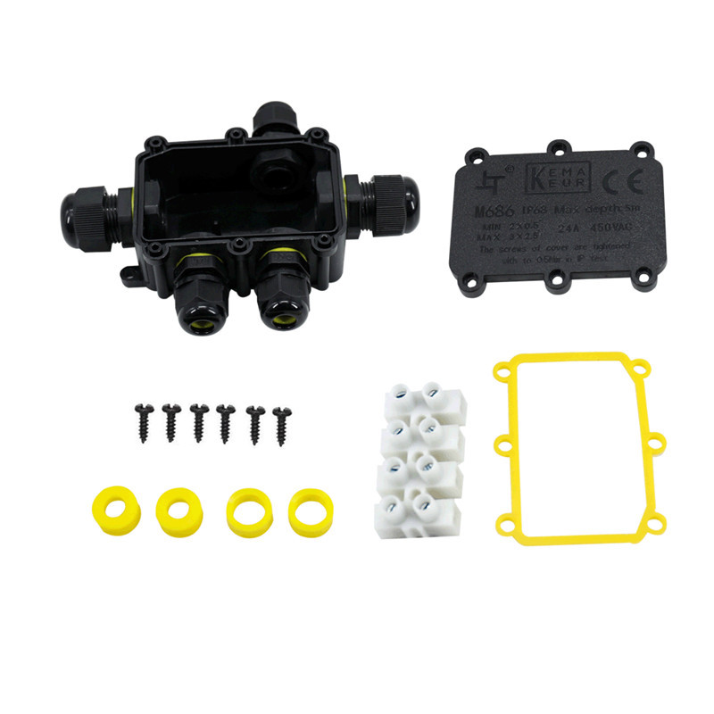 IP68 Vodootporna razvodna kutija za žice 2 puta 3 puta 6-12 mm konektorska uvodnica Električna 24 A 450 V zatvorena retardantna vanjska vodootporna kutija