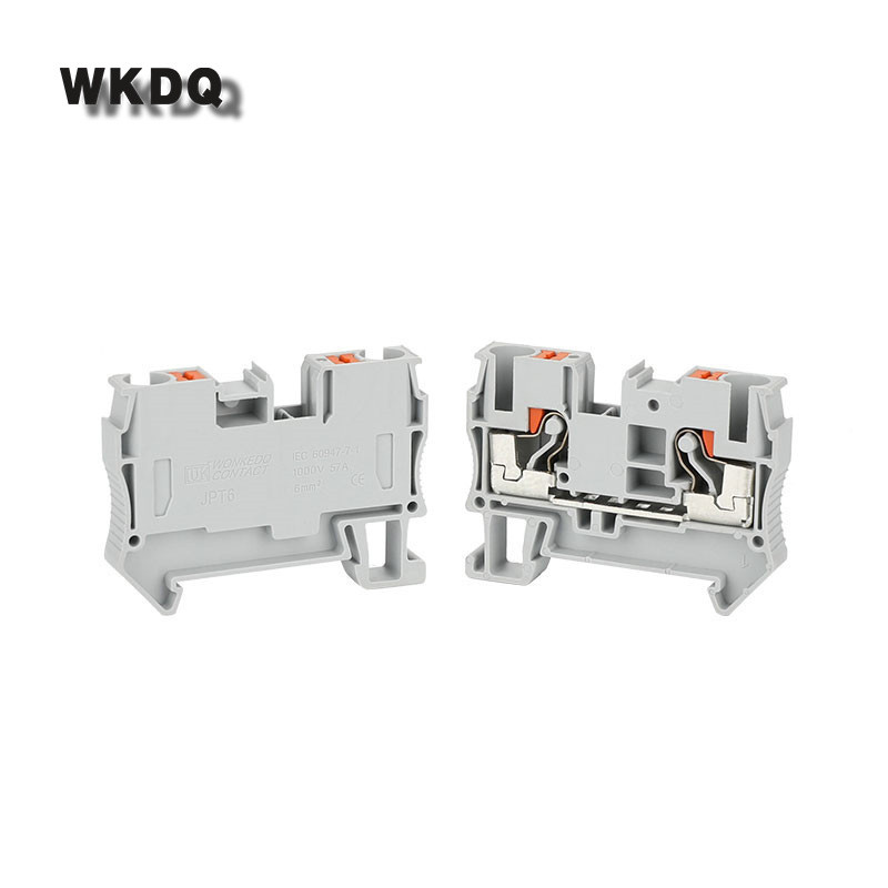 10Pcs PT6 Push-In Opružni utikač za traku PT-6 Žica Električni konektor Din Rail Stezaljka bez vijaka PT 6