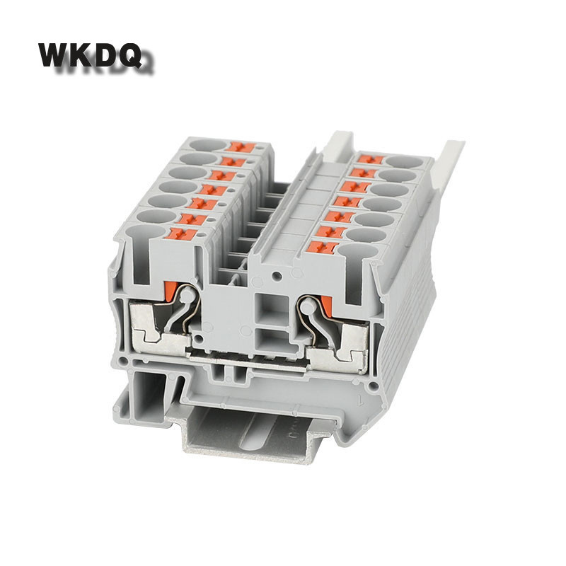 10Pcs PT6 Push-In Opružni utikač za traku PT-6 Žica Električni konektor Din Rail Stezaljka bez vijaka PT 6