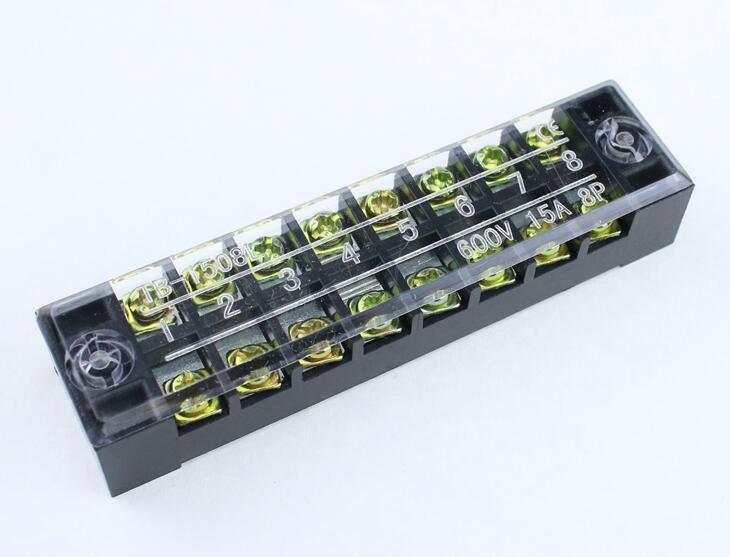 1 gab. Divrindu skrūvju spaiļu bloka sloksne 600V 15A TB-1503 / TB1504 / TB1506 / TB-1508 / pēc izvēles