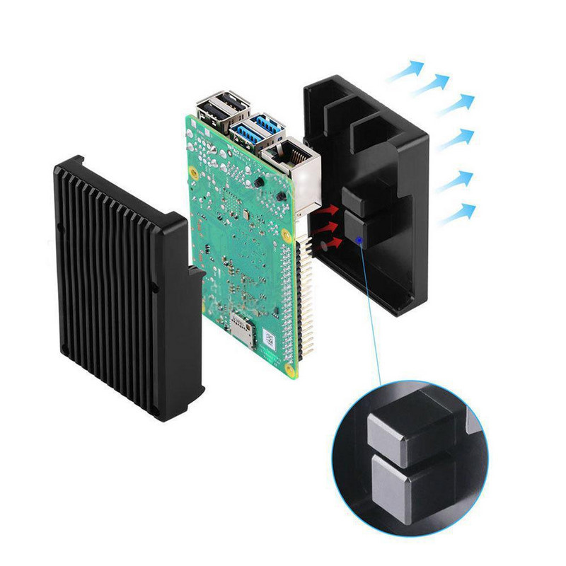 Raspberry Pi 4 Model B Crno tamno sivo Kućište od aluminijske legure Kućište s pasivnim hlađenjem Metalno kućište Disipacija topline za Pi 4
