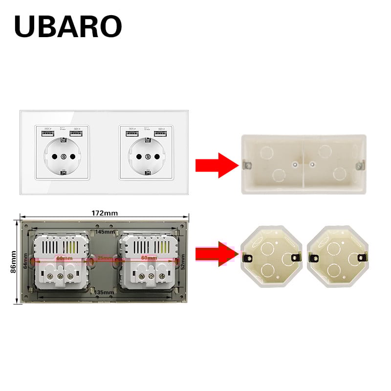 172*80*50mm κάτω κέλυφος γυψοσανίδας πλαστικό υλικό PC Υποδοχή και εγκατάσταση διακόπτη Κουτί διακλάδωσης για διακόπτη 172*86mm