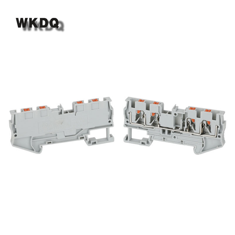 PT4-QU 10 buc. Fișă de trecere dublă cu 4 conductori PT 4 QUATTRO Conector electric de sârmă Bloc de borne șină DIN PT 4-QU