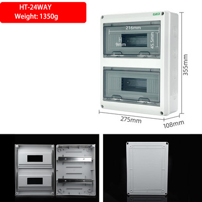 2/5/8/12/15/18/24 Ways elektriskās sadales kārbas āra ķēdes pārtraucējs MCB strāvas plastmasas sadales kārbas ūdensnecaurlaidīgs projekta korpuss