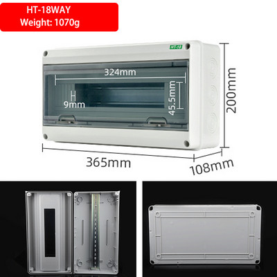 2/5/8/12/15/18/24 Ways elektriskās sadales kārbas āra ķēdes pārtraucējs MCB strāvas plastmasas sadales kārbas ūdensnecaurlaidīgs projekta korpuss