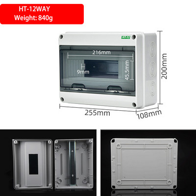 2/5/8/12/15/18/24 Ways elektriskās sadales kārbas āra ķēdes pārtraucējs MCB strāvas plastmasas sadales kārbas ūdensnecaurlaidīgs projekta korpuss