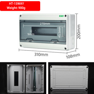 2/5/8/12/15/18/24 Ways elektriskās sadales kārbas āra ķēdes pārtraucējs MCB strāvas plastmasas sadales kārbas ūdensnecaurlaidīgs projekta korpuss