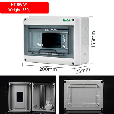 2/5/8/12/15/18/24 Ways elektriskās sadales kārbas āra ķēdes pārtraucējs MCB strāvas plastmasas sadales kārbas ūdensnecaurlaidīgs projekta korpuss