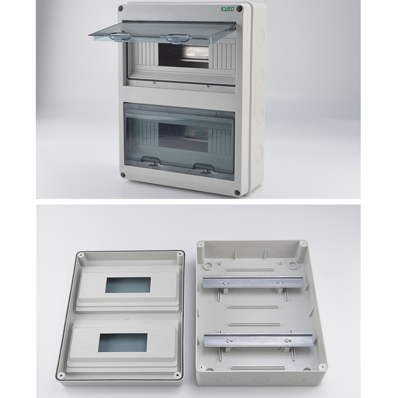 2/5/8/12/15/18/24 Ways elektriskās sadales kārbas āra ķēdes pārtraucējs MCB strāvas plastmasas sadales kārbas ūdensnecaurlaidīgs projekta korpuss