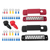 12 gnybtų maitinimo paskirstymo bloko magistralės juosta su dangčiais ir užrakto poveržle 180 amperų vardinė saulės energijos laidų paskirstymo blokas