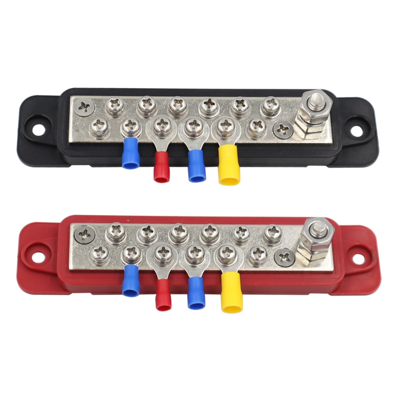 12 gnybtų maitinimo paskirstymo bloko magistralės juosta su dangčiais ir užrakto poveržle 180 amperų vardinė saulės energijos laidų paskirstymo blokas