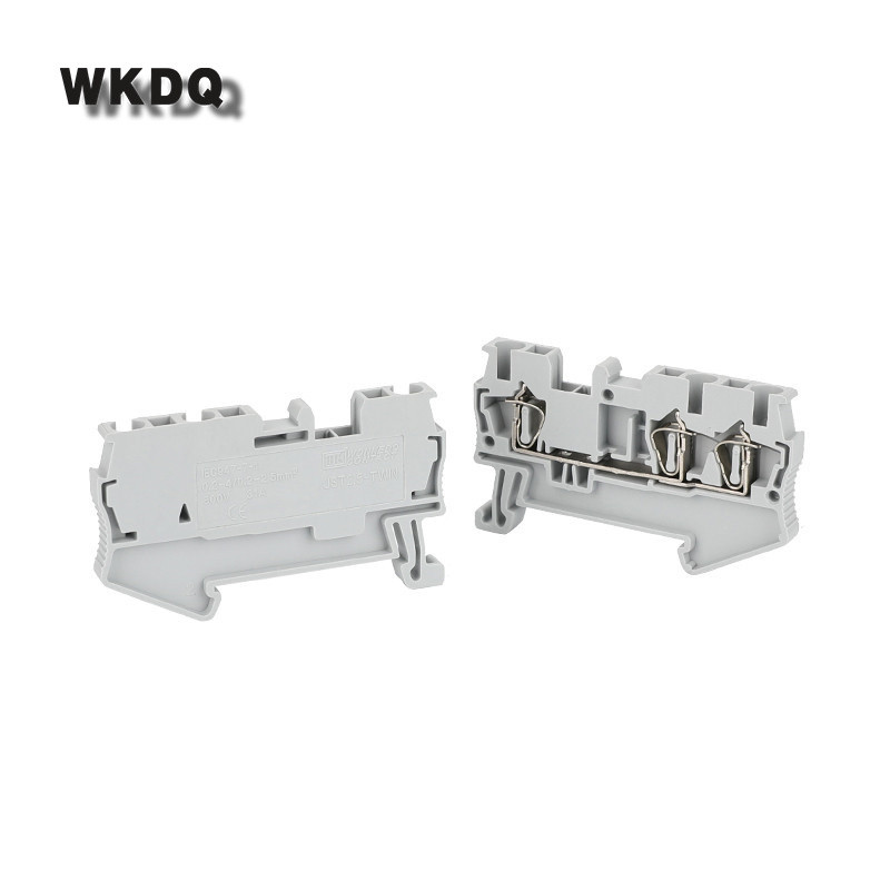 Elektriskās spailes ST2,5-TW 10 gab. Atsperes korpuss 3 vadi Kabeļa spraudnis Vadu savienotājs ST 2,5 TWIN 2,5 mm Din sliedes spaiļu bloks
