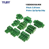 5Pcs Pluggable PCB Vijčani terminalni blok Razmak 3,81 mm muški konektor 15EDGK/KA/KM Morsettiera 2/3/4/5/6/7/8/9/10P Bornier