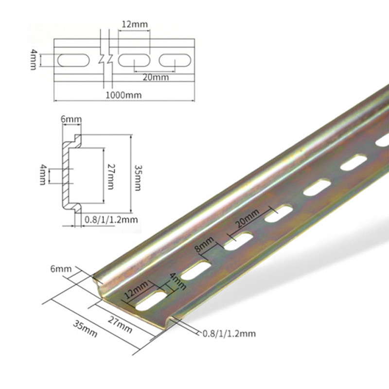 NS35-S-1.0 Čelična DIN tračnica Debljina 1 mm/Razmak 35 mm/Duljina 20/30/40/50 cm Univerzalni terminalni blok Montaža Din Šina NS 35