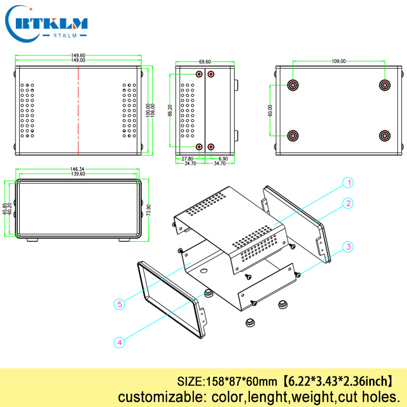 DIY željezno kućište uradi sam kućište za instrumente električni projekt kućište kućište PCB prekidač metalna željezna čelična kutija 150*100*70mm IP54
