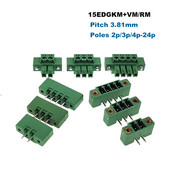 50 tk Ühendatav PCB kruviklemmide ploki samm 3,81 mm pistik isane/emane 2/3/4/5/6/7 kontaktiga Morsettiera 15EDGKM+VM/RM Bornier