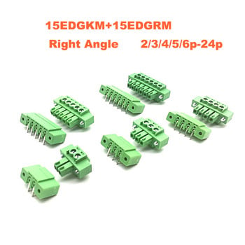 50Pcs Plugable PCB винт Клемен блок Стъпка 3,81 mm Конектор мъжки/женски 2/3/4/5/6/7Pin Morsettiera 15EDGKM+VM/RM Bornier