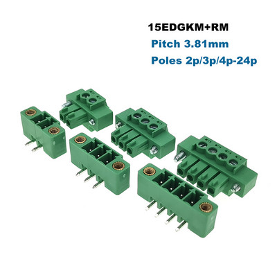 50 tk Ühendatav PCB kruviklemmide ploki samm 3,81 mm pistik isane/emane 2/3/4/5/6/7 kontaktiga Morsettiera 15EDGKM+VM/RM Bornier