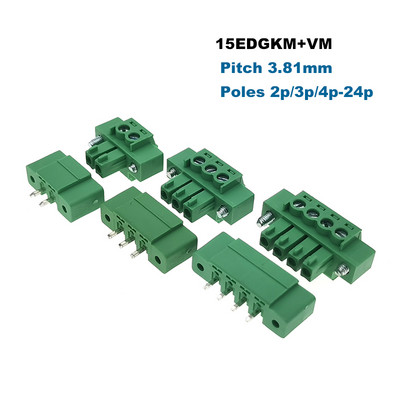 50 tk Ühendatav PCB kruviklemmide ploki samm 3,81 mm pistik isane/emane 2/3/4/5/6/7 kontaktiga Morsettiera 15EDGKM+VM/RM Bornier