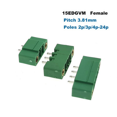 50 tk Ühendatav PCB kruviklemmide ploki samm 3,81 mm pistik isane/emane 2/3/4/5/6/7 kontaktiga Morsettiera 15EDGKM+VM/RM Bornier