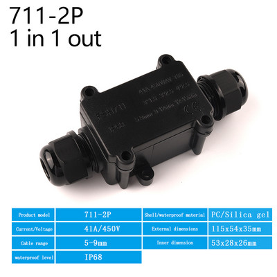 IP68 2/3 smjerna plastična vanjska vodootporna električna razvodna kutija sa žičanim terminalnim konektorom za raspon kabela od 5 mm do 9 mm