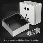Tip 86 Univerzalni zidni prekidač za površinsku montažu Razvodna kutija Tipka za ploču od nehrđajućeg čelika Metalna kutija Otvor od 20 mm