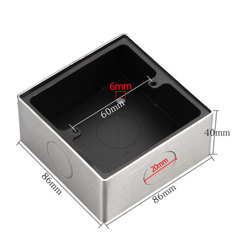 Tip 86 Univerzalni zidni prekidač za površinsku montažu Razvodna kutija Tipka za ploču od nehrđajućeg čelika Metalna kutija Otvor od 20 mm