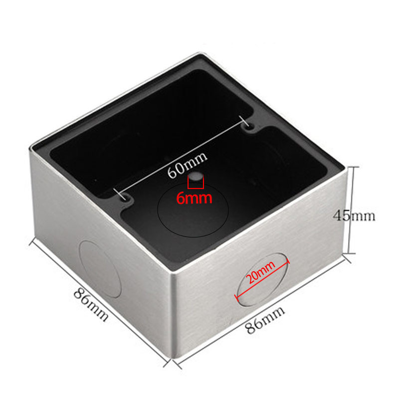 Tip 86 Univerzalni zidni prekidač za površinsku montažu Razvodna kutija Tipka za ploču od nehrđajućeg čelika Metalna kutija Otvor od 20 mm