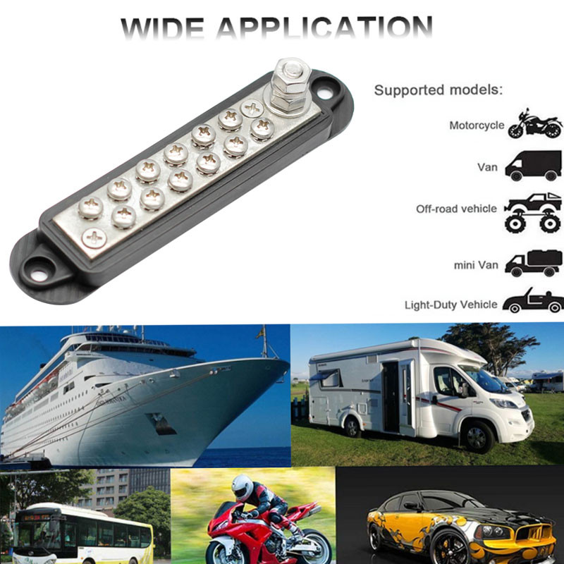 RV jahtas 12 virzienu kopnes josla 48V150A kopnes josla 12P elektroinstalācijas josla Pozitīva un negatīva akumulatora automašīnas elektroinstalācijas josla RV jahtas automašīnas aksesuārs