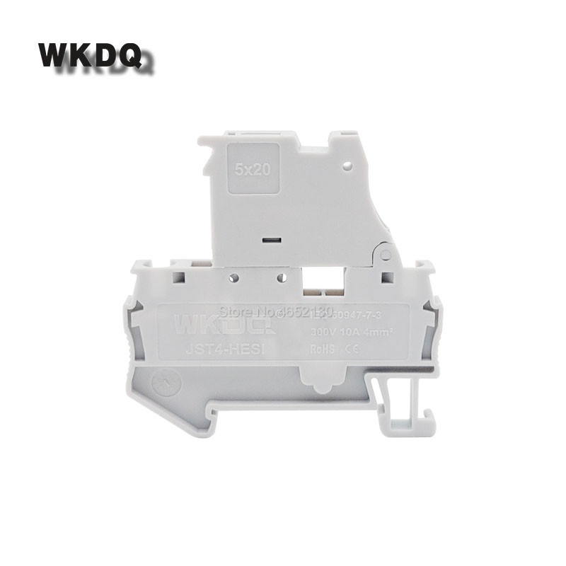 ST4-HESI 10Gb. drošinātāju moduļu spaiļu bloki 5X20mm montāža uz NS 35 atsperu sprosts savienojums NS35 DIN sliedes savienotāji ST 4-HESI