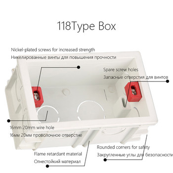 Кутия за стенен монтаж Разклонителни кутии Долна касета за гнездо за ключ за осветление 186 мм 144 мм 107 мм Декорация за дома Универсален модел 118