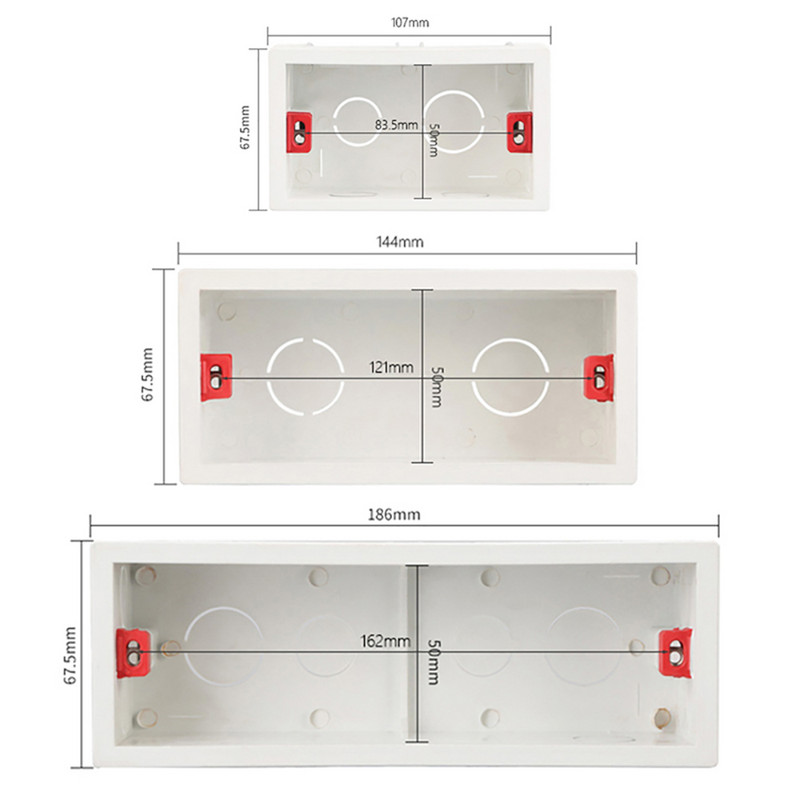 Sienas montāžas kārba Savienojuma kārbas Apakšējā kasete gaismas slēdža ligzdai 186mm 144mm 107mm Dekorācija Mājas Universāls Modelis 118