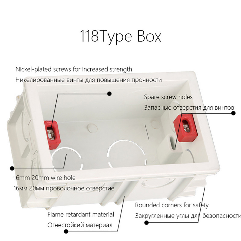 Sienas montāžas kārba Savienojuma kārbas Apakšējā kasete gaismas slēdža ligzdai 186mm 144mm 107mm Dekorācija Mājas Universāls Modelis 118