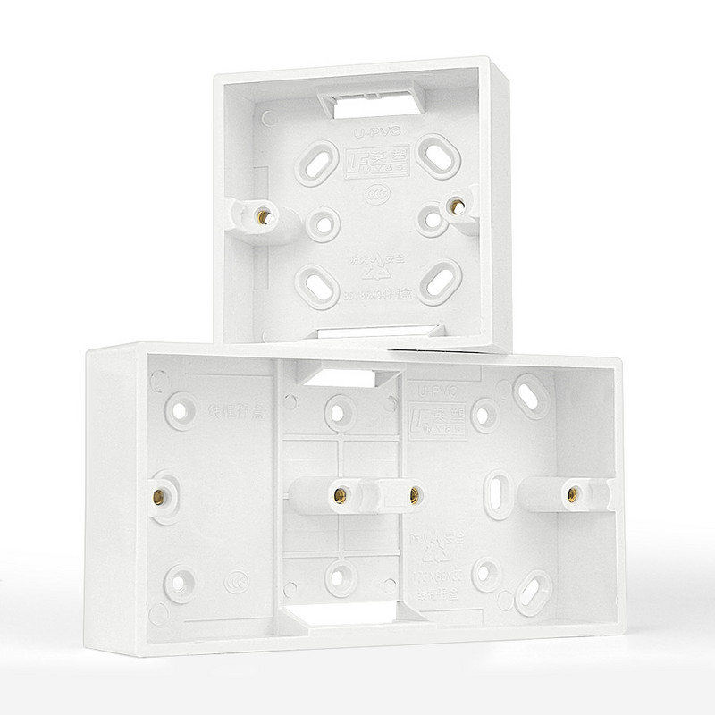 86 tipa slēdža ārējā montāžas kārba 86x86mm 86x172mm PVC dubultie slēdži vai kontaktligzdas sienas virsmas montāžas kastes baltas