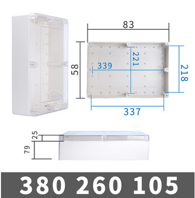 Ūdensizturīgs plastmasas sadales kārbas caurspīdīgs vāks Korpuss elektronisko instrumentu korpusa korpuss Elektriskais projekts āra kastes