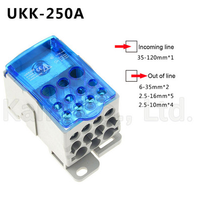 UKK80A 125A 160A 250A 400A 500A spaiļu bloks 1 daudzās Out Din Rail sadales kārbās universāls elektrisko vadu savienotājs