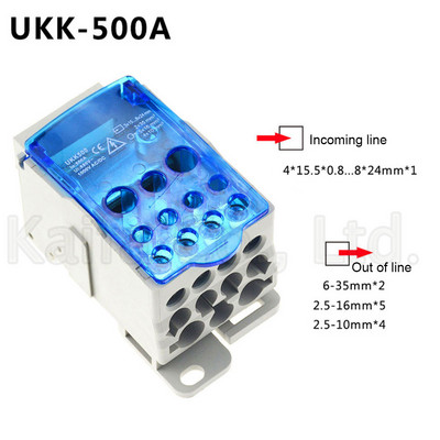 UKK80A 125A 160A 250A 400A 500A spaiļu bloks 1 daudzās Out Din Rail sadales kārbās universāls elektrisko vadu savienotājs