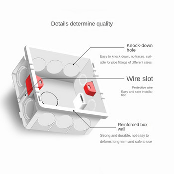 Atlectric Κουτί τοποθέτησης Διακόπτης κασέτας Υποδοχή Κουτί διακλάδωσης Κρυφό κρυφό εσωτερικό κουτί τοποθέτησης Τύπος 86 Λευκό κόκκινο μπλε διπλό