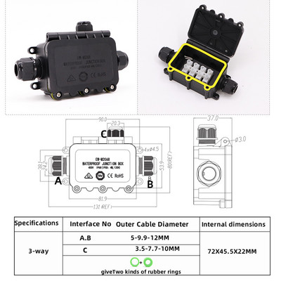 Ūdensnecaurlaidīga sadales kārba IP68.2/3/4/5/6 vias Āra lietus izturīgs, var iesūkties ūdenī Sadalu kārbaElektriskās aizsardzības kaste Liesmas slāpētājs