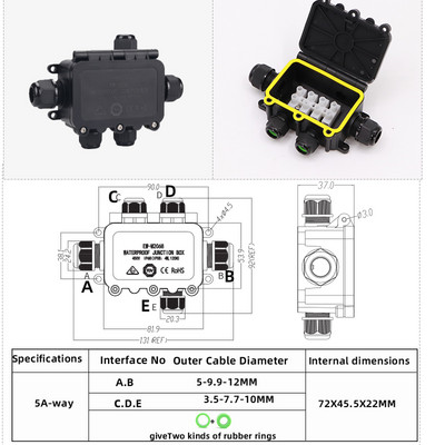 Ūdensnecaurlaidīga sadales kārba IP68.2/3/4/5/6 vias Āra lietus izturīgs, var iesūkties ūdenī Sadalu kārbaElektriskās aizsardzības kaste Liesmas slāpētājs