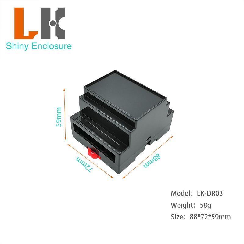 LK-DR03 Sienas montāžas plastmasas korpuss Din Rail Abs Plastic Box Plc Korpuss PCB 88x72x59mm