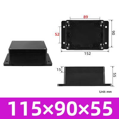 Crna vodootporna ABS plastična projektna kutija Vanjska elektronika Kućište Razvodna kutija Kutije za kućište Elektronička