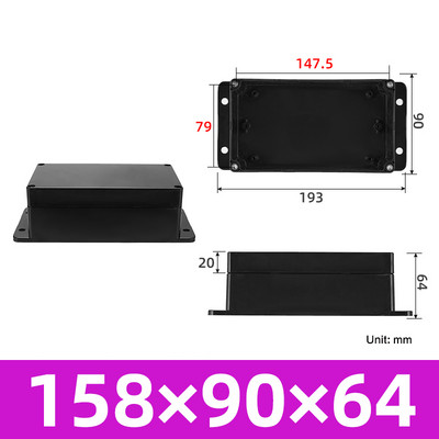 Crna vodootporna ABS plastična projektna kutija Vanjska elektronika Kućište Razvodna kutija Kutije za kućište Elektronička