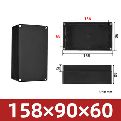 Crna vodootporna ABS plastična projektna kutija Vanjska elektronika Kućište Razvodna kutija Kutije za kućište Elektronička