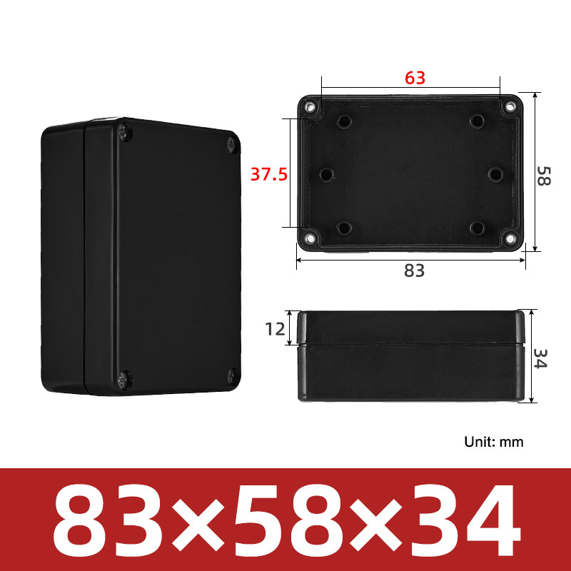 Crna vodootporna ABS plastična projektna kutija Vanjska elektronika Kućište Razvodna kutija Kutije za kućište Elektronička