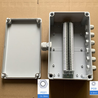 IP65 Vodootporna kabelska razvodna kutija 250*150*100 mm s UK2.5B DIN šinskim terminalnim blokovima u kompletu od 12 načina